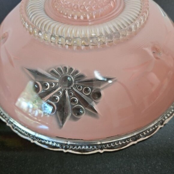 Vintage Pink Starburst Ceiling Shade Frosted Glass Light Fixture Cover 3 Hole - Picture 6 of 16